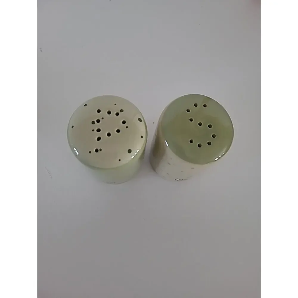 Darling Spring Salt Pepper Shaker Set NEW Farmhouse Ceramic Stoneware Green